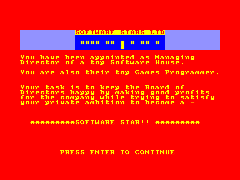 screenshot of the Amstrad CPC game Software star
