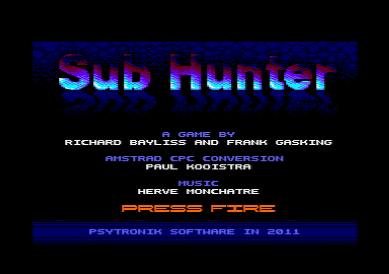 écran de menu de Sub Hunter