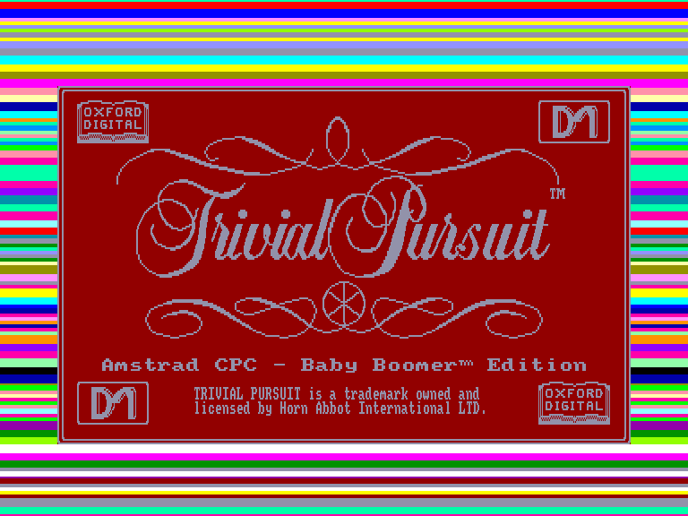 screenshot of the Amstrad CPC game Trivial Pursuit - Baby Boomer Edition
