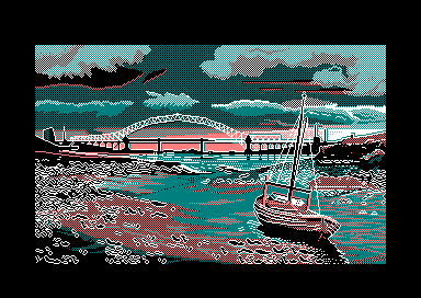 Bateau et pont par Jill Lawson, image en mode 1 picture sur Amstrad CPC