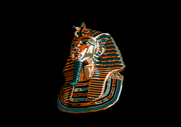 Toutankhamon's mask by Jill Lawson, mode 1 picture on an Amstrad CPC